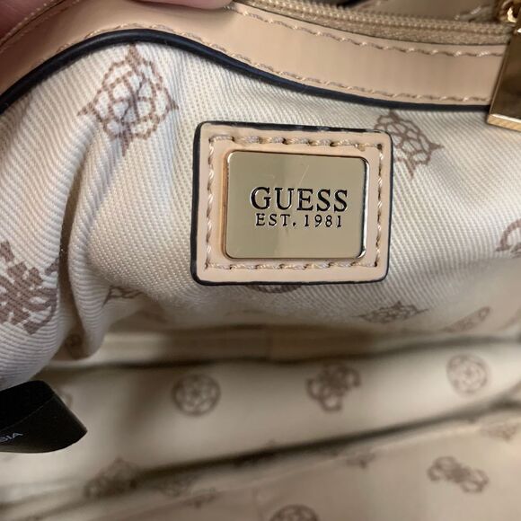 GUESS Mini Backpack Brown Logo Print Faux Leather Monogram Bag - Picture 9 of 13